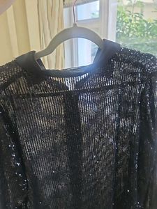 Sparkly Black Sequin Shirt....only 1 time wear