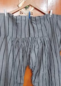 Grey Striped Patiala salwar Pants