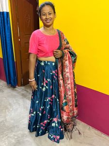 SATIN DIGITAL PRINT LAHENGA Offer Price ✨