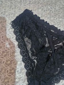 Sheer Black Lace bra with two briefs