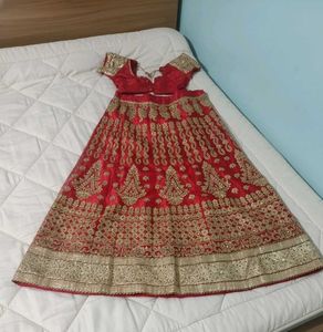 Stunning Red &amp; Gold Embroidered Lehenga