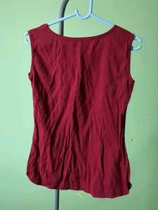 Red Sleeveless Ethnic Blouse