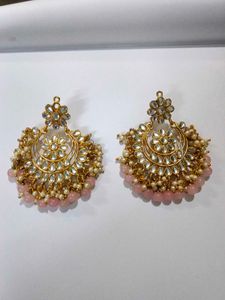 Elegant Gold Plated Pink Pearl Earrings