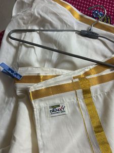 Elegant Cream Saree with Golden Border