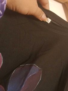 Black T-Shirt with Floral Print