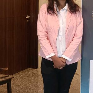 Pink Linen Blend Blazer