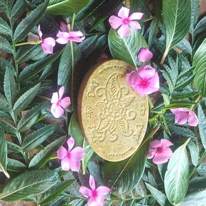 Handmade Herbal Soap with Lotus and flower Design