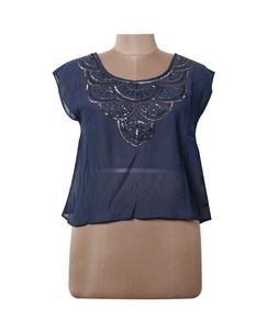Stylish Navy Blue Embellished Top