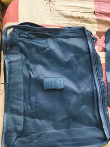 Blue Mesh Travel Organizer Bag