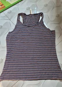 Blue Cardigan &amp; Striped Top Set