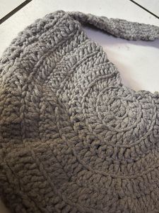 Gray Crochet Shoulder Bag