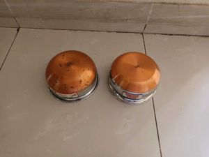 Unused 2 Pieces Stainless Steel Bowls Copper Base