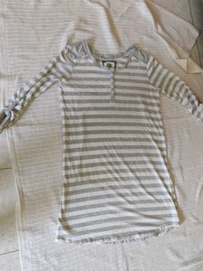 M&amp;S Striped Henley Tunic Top