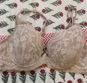 Elegant Beige Lace Bra