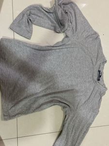 Grey Long Sleeve fitted Top