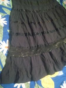 Black Tiered Skirt with Embellishments