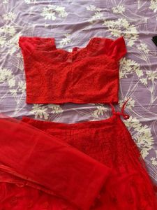 Red Crop Top Lehenga