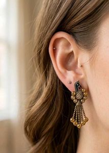 Vintage Oxidized Peacock Jhumka