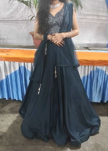 Teal Sequin Embellished Lehenga