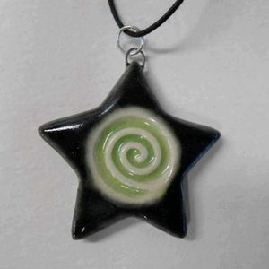 Spiral Star clay necklace