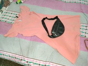 Peach Mini Dress And Bag Free