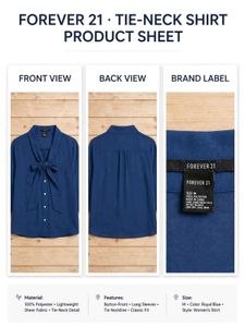 Forever 21 Blue Tie-Neck Shirt