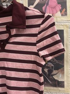 Striped Collared Crop Top