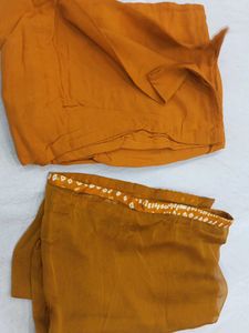 Elegant Orange Bandhani Gown