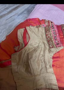 Orange &amp; Pink Designer Party Wear Saree