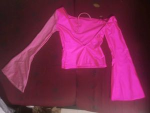Hot Pink One Shoulder Bell Sleeve Top