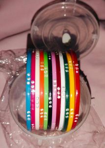 Colorful Stackable Bangles with Rhinestones