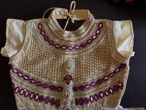 Elegant White and Purple Anarkali Dress