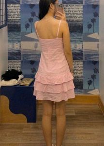 y2k Charming Tiered Ruffle Pink Dress
