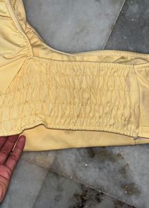 Bikini Yellow One-Shoulder Ruffle Crop Top