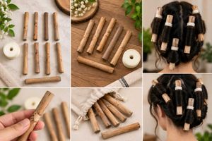 Vintage Wooden Hair Curlers Set