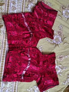 34 size Vintage Red Floral Velour Top