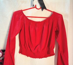 Chic Red Off-Shoulder Top