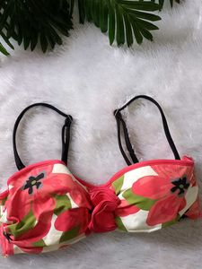 Very Beautiful Rose Applique Floral Bra