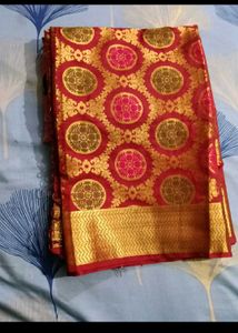Stunning Red &amp; Gold Silk Saree