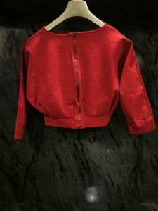Red Cropped Top with Zipper Detail