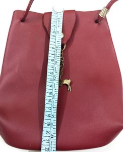 Sling bag Red Puf leather Arjustable/unique fan