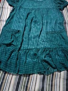 Chic Teal Checkered Dress