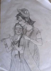 Krishna Painting+ Sketch(Radha Krishn