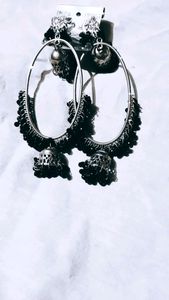 Elegant Black Jhumka Hoop Earrings