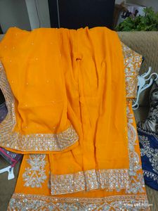 Embroidered musturd Kurta Set