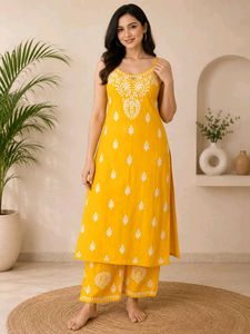 pure Chikankari Lakhnowi kurti set
