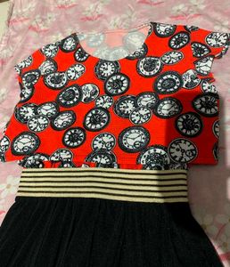 Red Clock Print cute Dress