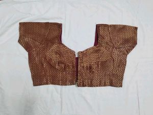 Maroon and Gold Brocade Saree Blouse
