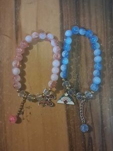 Cute Beaded Bracelets - Butterfly & Rainbow Charms