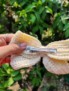Handmade Crocheted Bow Hair Clip
